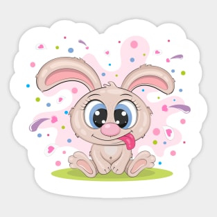 Little cartoon rabbit. Sticker